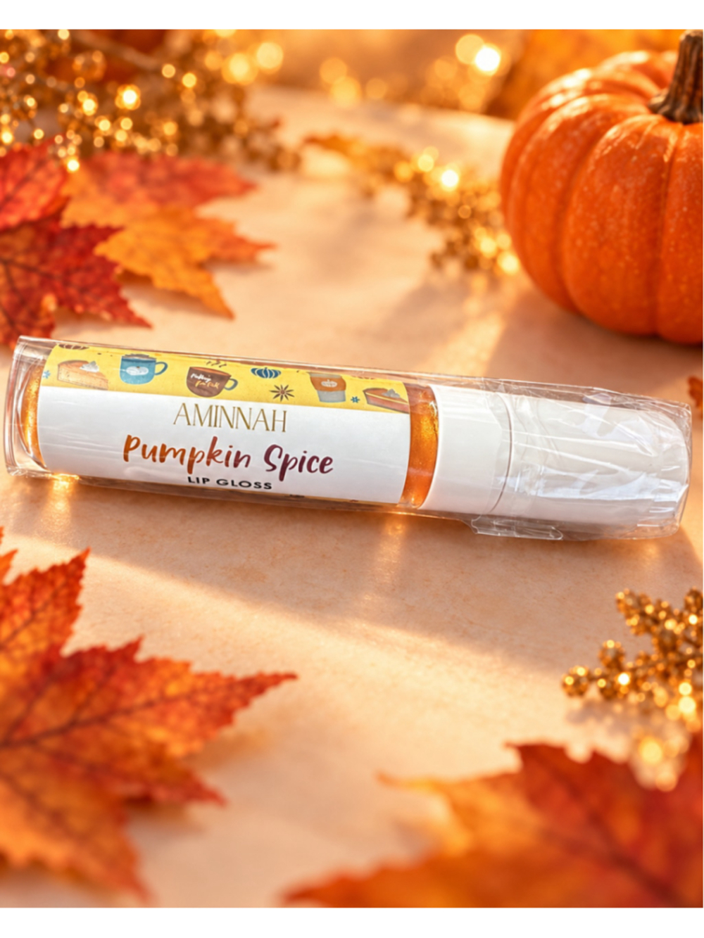 AMINNAH Pumpkin Spice Lip Gloss Copper Shimmer New Sealed
